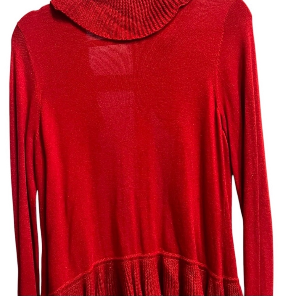 Red Ruffled Women's Sweater - Picture 3 of 3